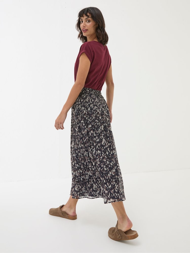 FatFace Paignton Dark Brown Pleated Midi Skirt - Image 2 of 6