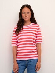 Kaffe Lizza Short Sleeve Stripes Pullover Jumper - Image 1 of 6