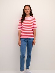 Kaffe Lizza Short Sleeve Stripes Pullover Jumper - Image 3 of 6