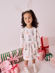 Cream Christmas Sweat Dress (3mths-7yrs) - Image 1 of 8