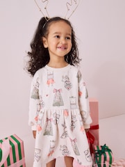 Cream Christmas Sweat Dress (3mths-7yrs) - Image 2 of 8