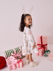 Cream Christmas Sweat Dress (3mths-7yrs) - Image 3 of 8