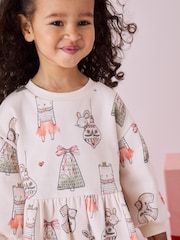 Cream Christmas Sweat Dress (3mths-7yrs) - Image 4 of 8