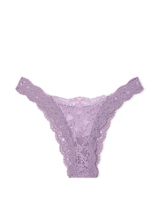 Victoria's Secret Frozen Plum Purple Lace Thong Knickers - Image 4 of 4
