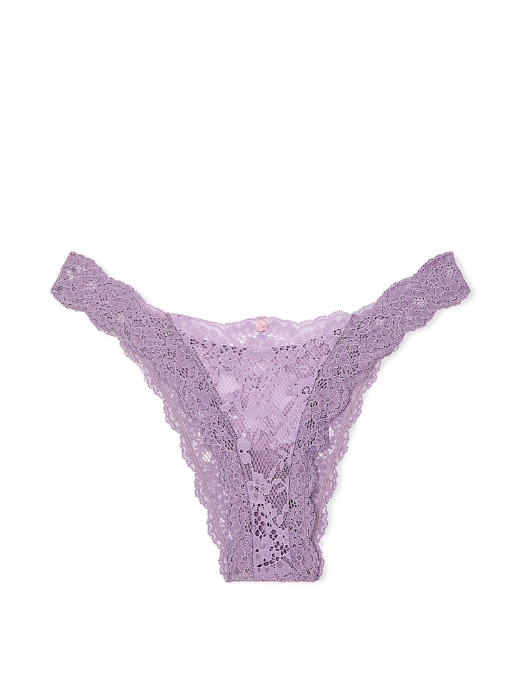 Victoria's Secret Frozen Plum Purple Lace Thong Knickers - Image 4 of 4