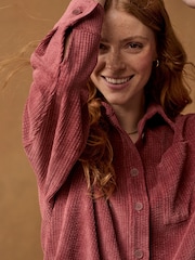 Rose Pink Long Sleeve Corduroy Shacket - Image 4 of 6