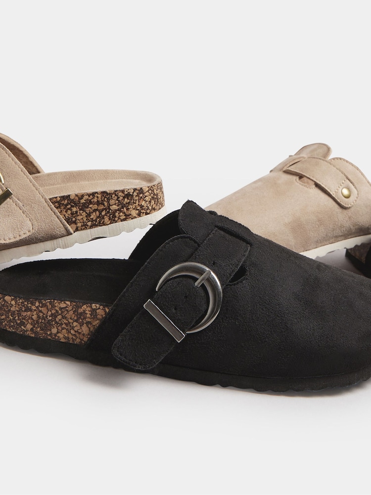 Yours Curve Black Faux Suede Clogs In Extra Wide EEE Fit - Image 5 of 5