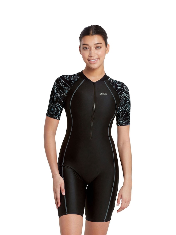 Zoggs Stellar UPF50+ Kneesuit Black Swimsuit With Removable Foam Cup Support - Image 1 of 6
