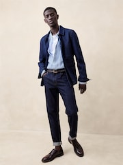 Banana Republic Blue Castello Linen Banded-Collar Shirt - Image 1 of 1