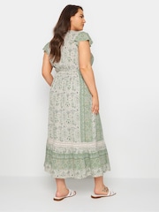 Yours Curve Green Boho Maxi Border Dress - Image 3 of 6