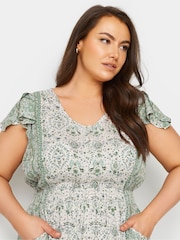 Yours Curve Green Boho Maxi Border Dress - Image 4 of 6