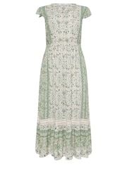 Yours Curve Green Boho Maxi Border Dress - Image 6 of 6