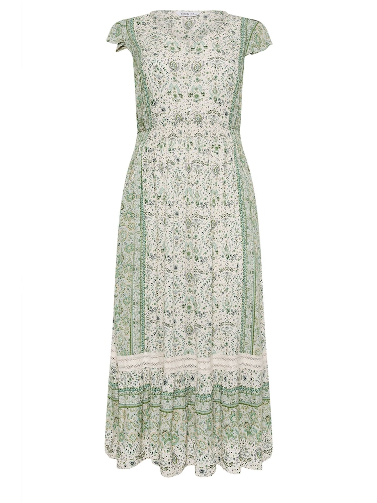 Yours Curve Green Boho Maxi Border Dress - Image 6 of 6