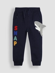 JoJo Maman Bébé Navy Blue Shark Appliqué Pet in Pocket Joggers - Image 1 of 4