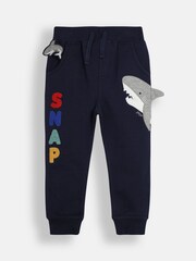 JoJo Maman Bébé Navy Blue Shark Appliqué Pet in Pocket Joggers - Image 3 of 4