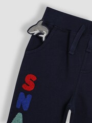 JoJo Maman Bébé Navy Blue Shark Appliqué Pet in Pocket Joggers - Image 4 of 4