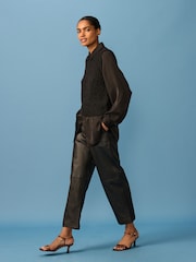 Black Sleeveless Satin Shirt Layer Knitted Vest Jumper - Image 3 of 8