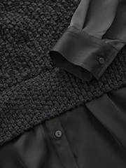 Black Sleeveless Satin Shirt Layer Knitted Vest Jumper - Image 8 of 8