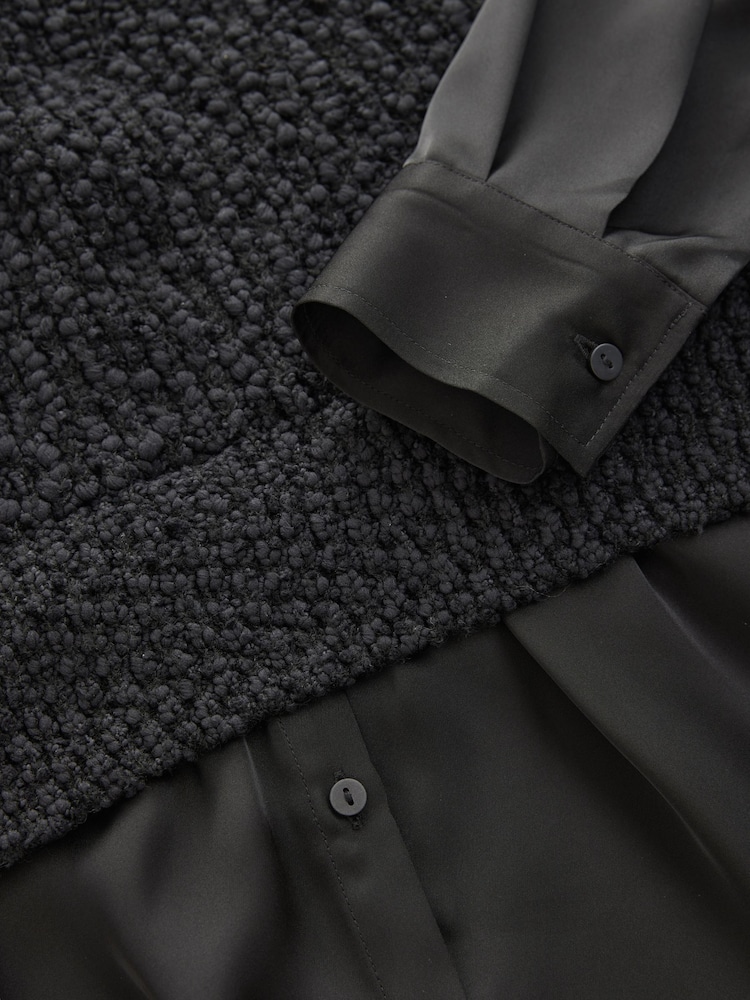 Black Sleeveless Satin Shirt Layer Knitted Vest Jumper - Image 8 of 8