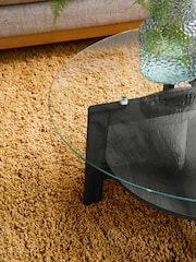 Black Marlow Glass Oak Effect Round Coffee Table - Image 3 of 8