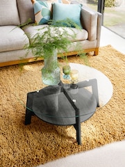 Black Marlow Glass Oak Effect Round Coffee Table - Image 4 of 8