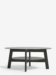 Black Marlow Glass Oak Effect Round Coffee Table - Image 6 of 8