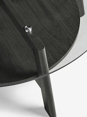 Black Marlow Glass Oak Effect Round Coffee Table - Image 7 of 8