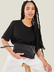 Accessorize Leather Fold-Over Clutch Bag - Bild 1 von 4