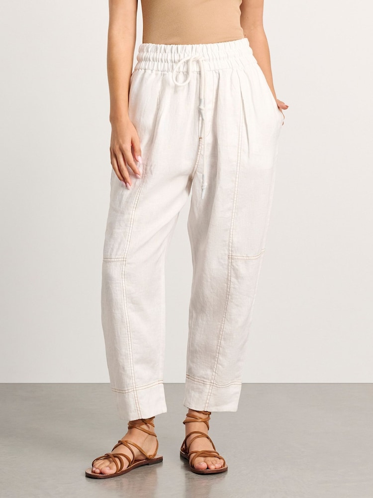 JAG White Sabine Linen Pull On Trousers - Image 1 of 5