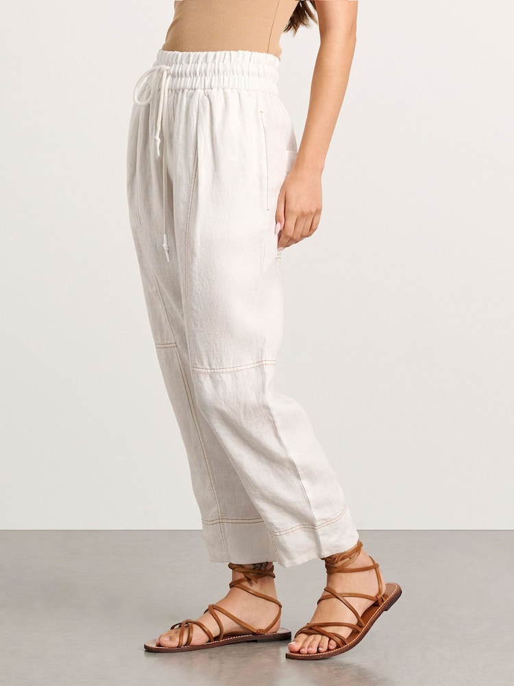 JAG White Sabine Linen Pull On Trousers - Image 5 of 5