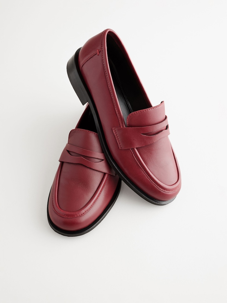 Red Standard/Wide Fit Forever Comfort® Slim Leather Penny Loafers - Image 6 of 7