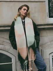 Green/Pink Pastel Geo Heavyweight Blanket Scarf - Image 1 of 5