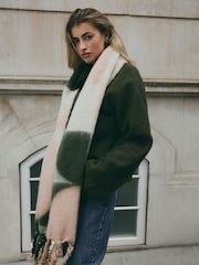 Green/Pink Pastel Geo Heavyweight Blanket Scarf - Image 5 of 5