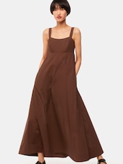 Whistles Brown 100% Cotton Midi Anna Dress - Image 2 of 6