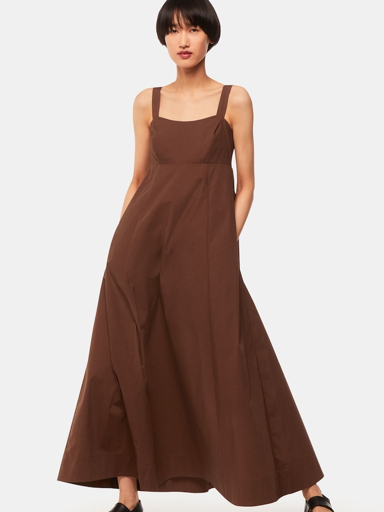 Whistles Brown 100% Cotton Midi Anna Dress - Image 2 of 6