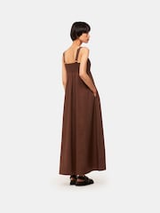 Whistles Brown 100% Cotton Midi Anna Dress - Image 3 of 6