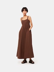 Whistles Brown 100% Cotton Midi Anna Dress - Image 5 of 6