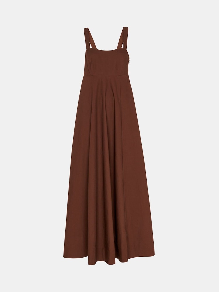 Whistles Brown 100% Cotton Midi Anna Dress - Image 6 of 6
