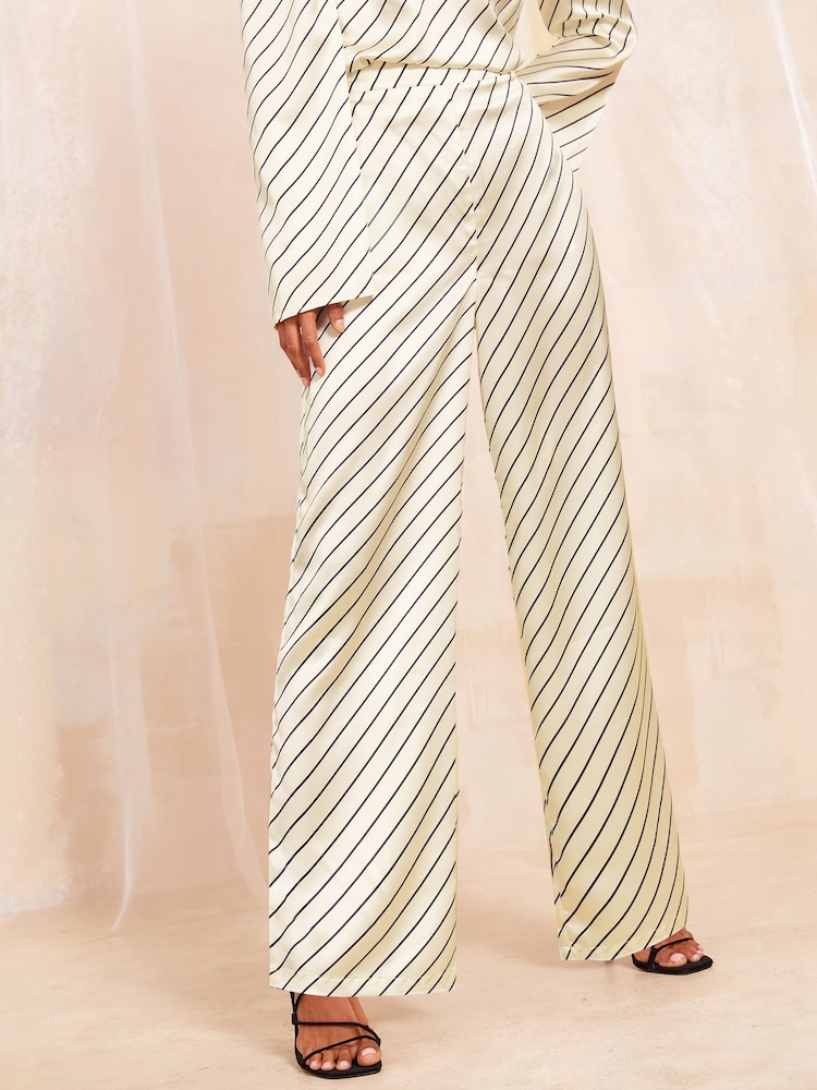 Friends Like These Black/White Stripe Wide Leg Trousers Co Ord - Image 2 of 5