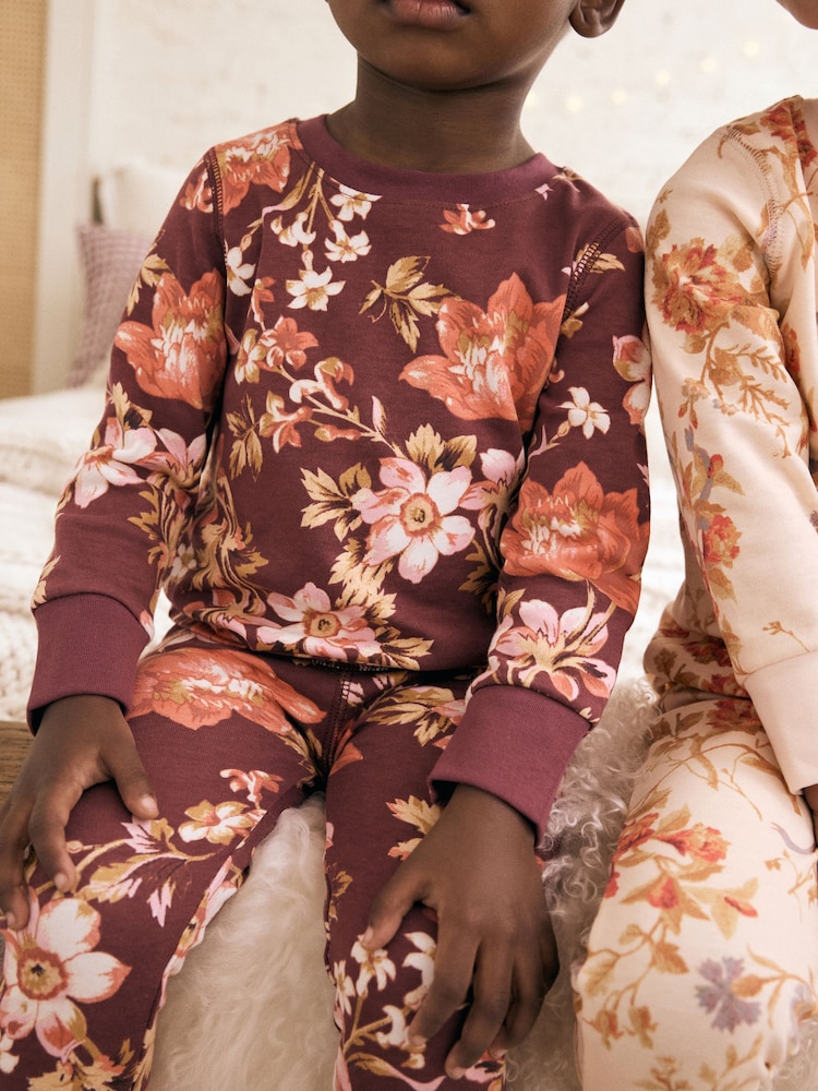 Pink/Purple/Cream Floral Snuggle Pyjamas 3 Pack (9mths-16yrs) - Image 5 of 14