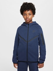 Nike Dark Blue BeigeWhite Tech Fleece Zip Up Hoodie - Image 1 of 9