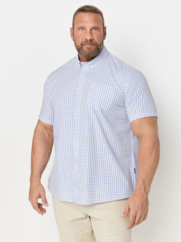 BadRhino Big & Tall White Checked 100% Cotton Shirt - Image 2 of 4