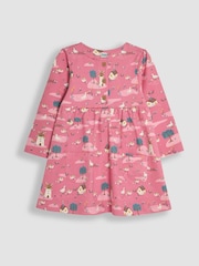 JoJo Maman Bébé Pink Homestead Friends Button Front Dress - Image 1 of 3