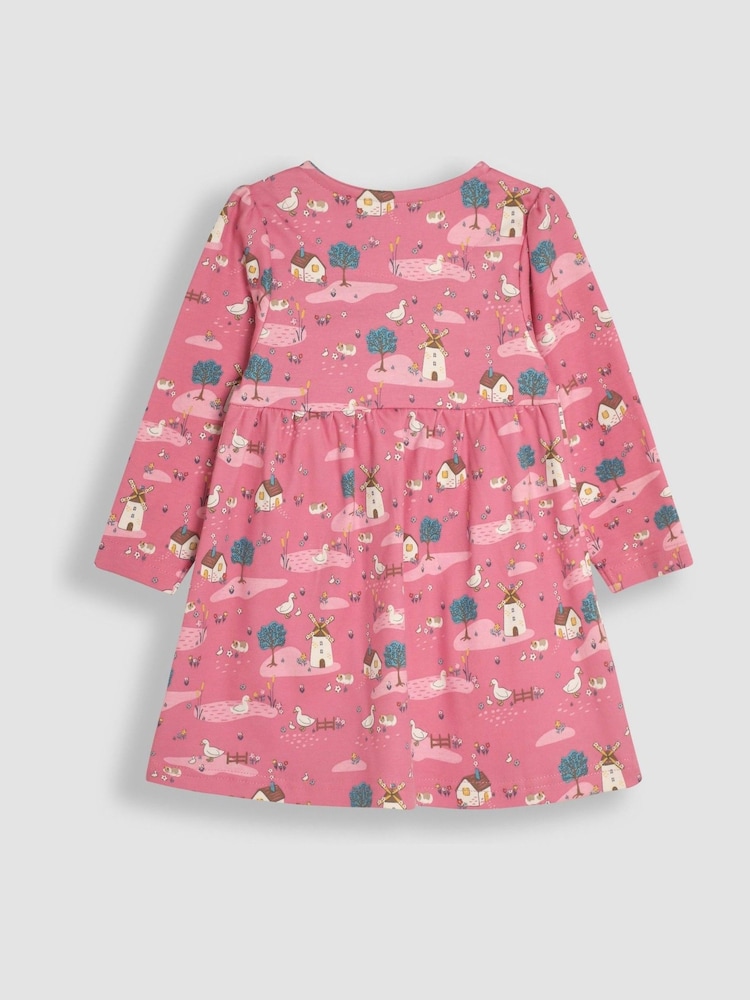 JoJo Maman Bébé Pink Homestead Friends Button Front Dress - Image 2 of 3