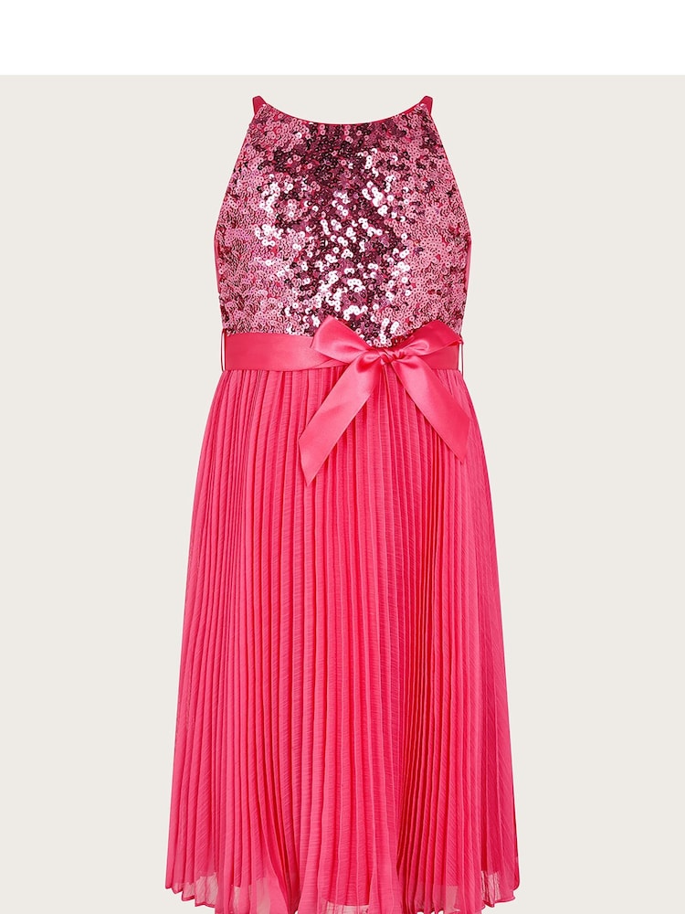 Monsoon Pink Sequin Pleated Truth Dress - Image 1 of 3