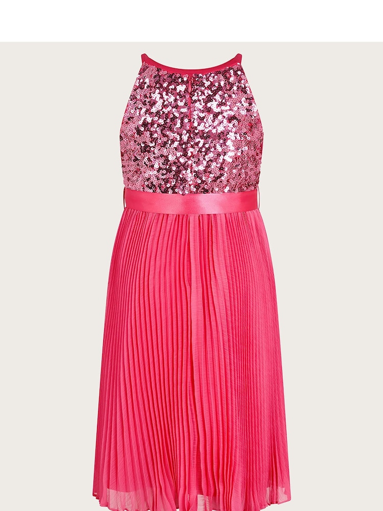 Monsoon Pink Sequin Pleated Truth Dress - Image 2 of 3 Monsoon Pink Sequin Pleated Truth Dress - Image 2 of 3