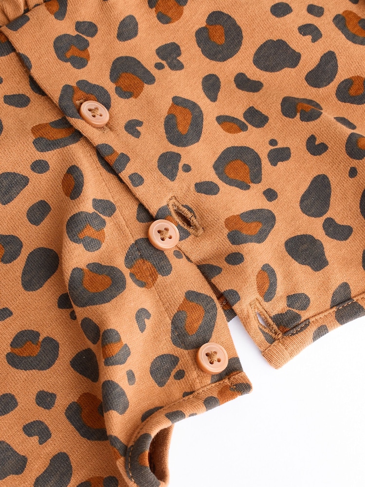 Tan Brown/ Cream Cherry & Animal Print Baby Cotton Jersey Dresses 2 Pack (0mths-2yrs) - Image 12 of 14