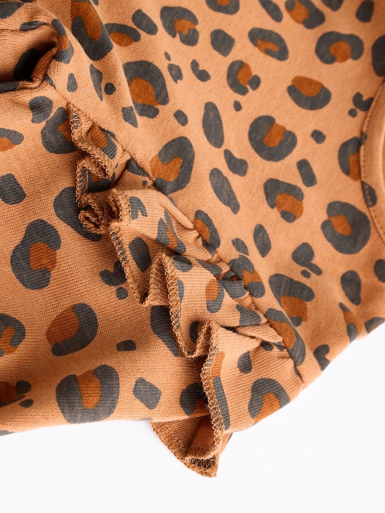 Tan Brown/ Cream Cherry & Animal Print Baby Cotton Jersey Dresses 2 Pack (0mths-2yrs) - Image 13 of 14