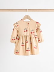 Tan Brown/ Cream Cherry & Animal Print Baby Cotton Jersey Dresses 2 Pack (0mths-2yrs) - Image 9 of 14