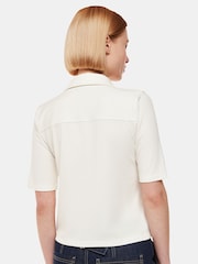 Whistles Grace Ribbed White Polo Shirt - Image 2 of 5